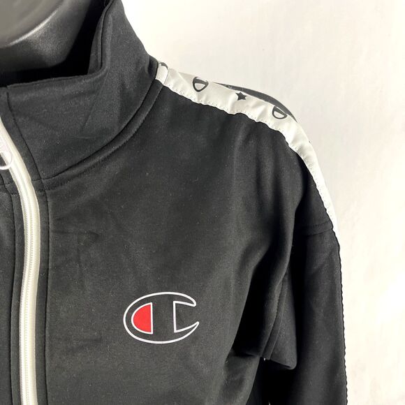 New Women’s Champion Track Jacket Full Zip Sz S NWT Black Logo Trim - Picture 2 of 9